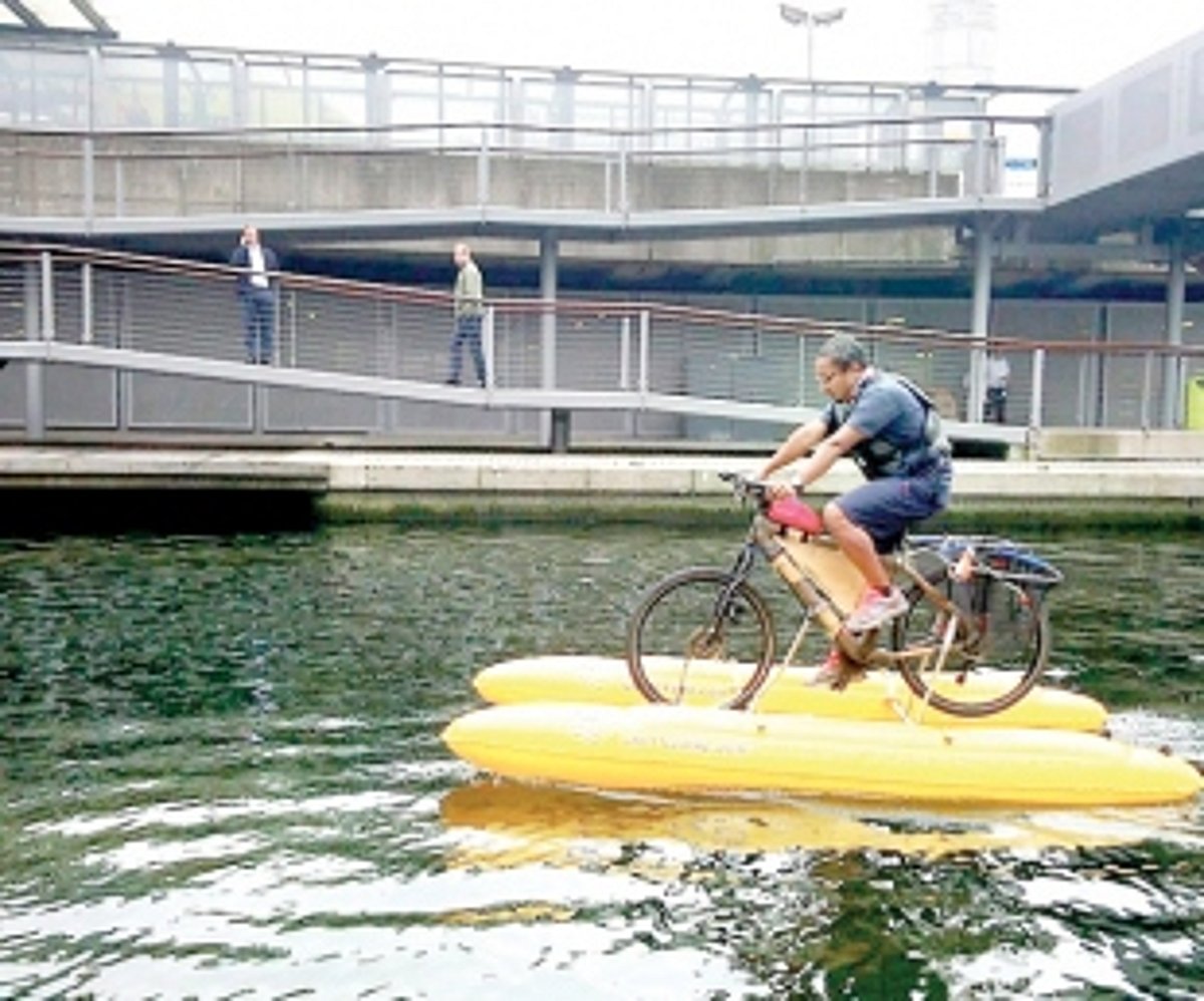Assam adventurer pedals floating cycle to clear Thames litter