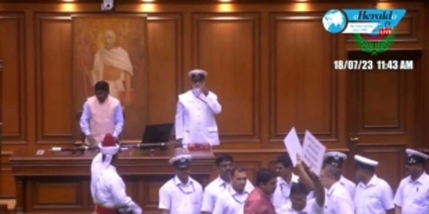 Assembly adjourned after opposition refused to move away from the well of the house.