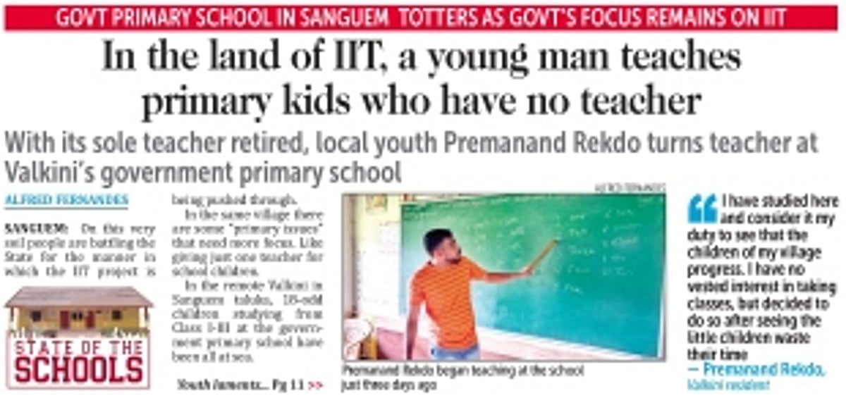 At last, Education Dept deputes regular  teacher at Govt Primary School at Valkini