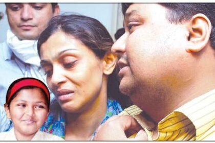 Aunt and father of India's first known swine flu fatality Rida Shaikh, at a press conference.