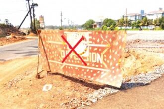 Authorities ‘secure’ trench at Khareband  bypass with a metal barricade, tape