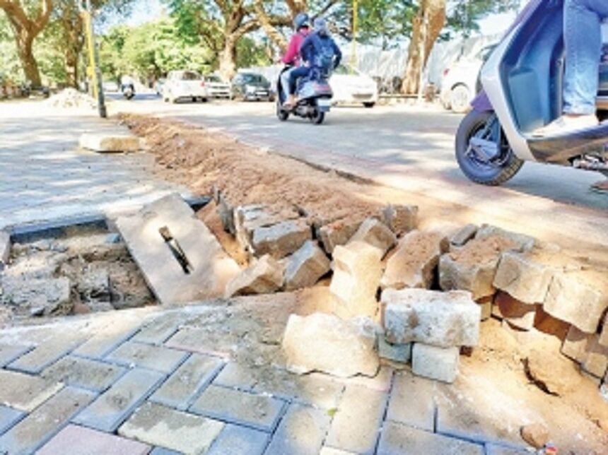 Babush unhappy with quality of new pavers placed near Bal Bhavan