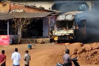 Balrath bus reduced to ashes at Dhargal