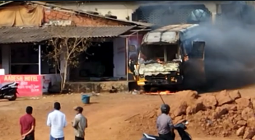 Balrath bus reduced to ashes at Dhargal