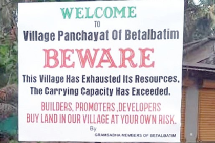 Betalbatim Villagers Install Warning Sign Cautioning Outsiders on Resource Depletion