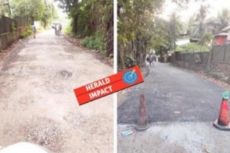 Bicholim Industrial Estate road at last gets  hot-mix carpet