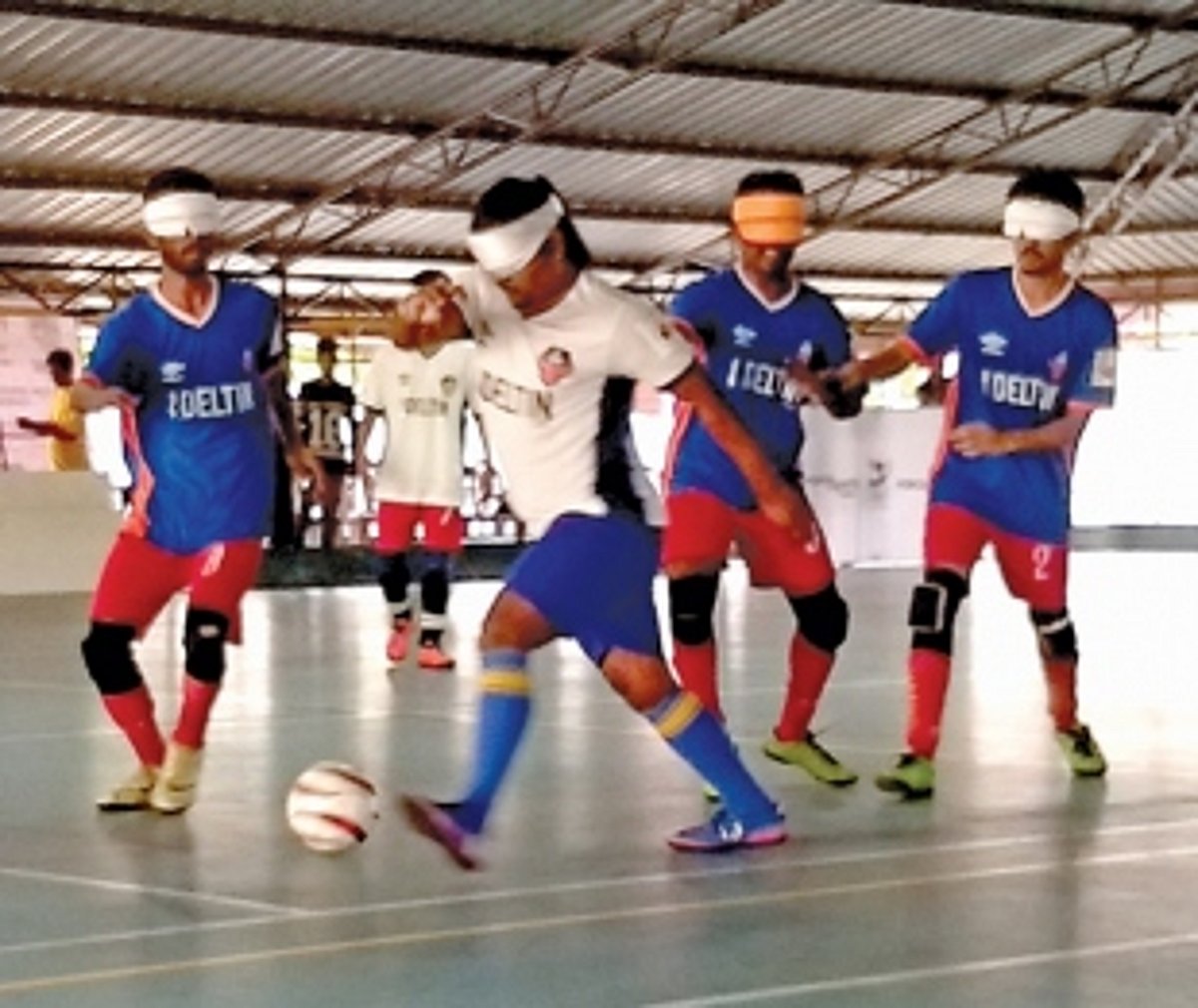 Blind football demo at Chowgule Futsal Arena