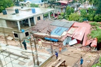 Boundary wall of education institute  falls on nearby house