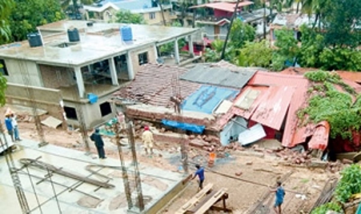 Boundary wall of education institute  falls on nearby house
