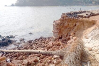 Breached retaining wall at  Hollant Beach needs repairs