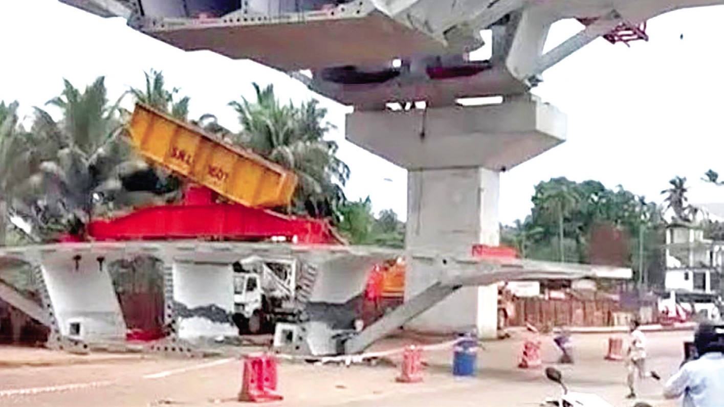 Bridge Collapse Near Guirim Junction Causes Traffic Chaos on Mapusa-Panjim Route