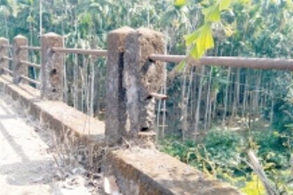 Bridge connecting Nirankal, Dabal villages weakening; guard rail corroded and damaged