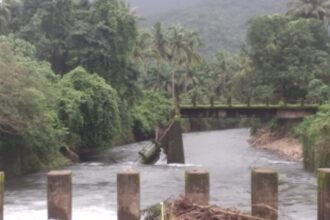 Bridge constructed during the Portuguese era at Kerim village in Sattari collapses