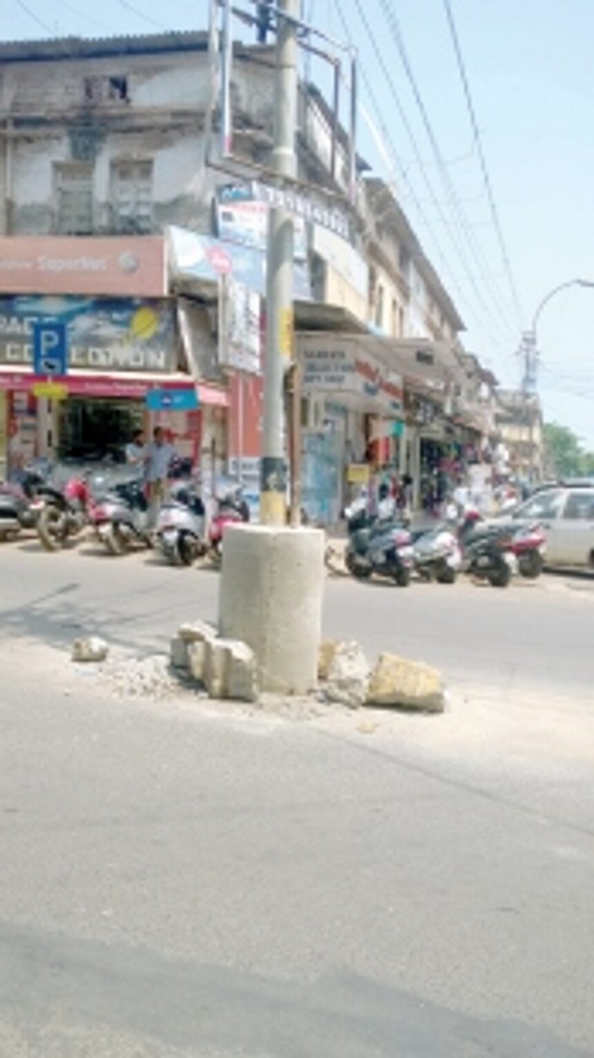 Broken base of electric pole in Vasco repaired 1 Broken base of electric pole in Vasco repaired