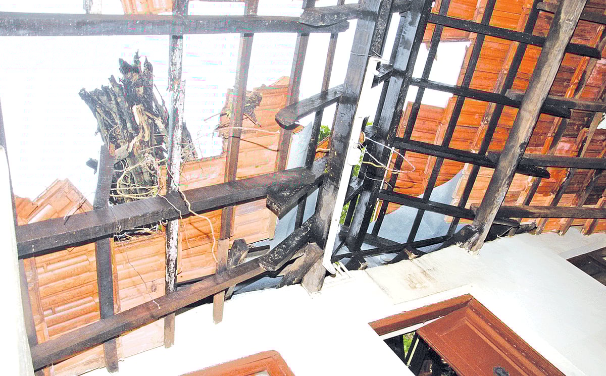 Broken tiles of Hospicio nuns quarters yet to be replaced.