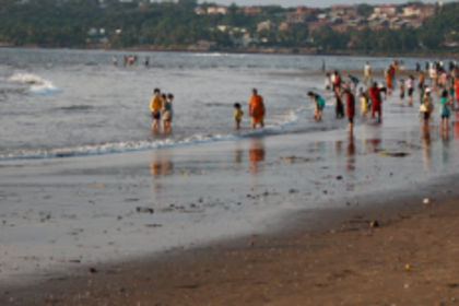 Broken walkway at Miramar beach turn spoiler for Ganesh immersion