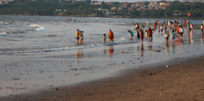 Broken walkway at Miramar beach turn spoiler for Ganesh immersion