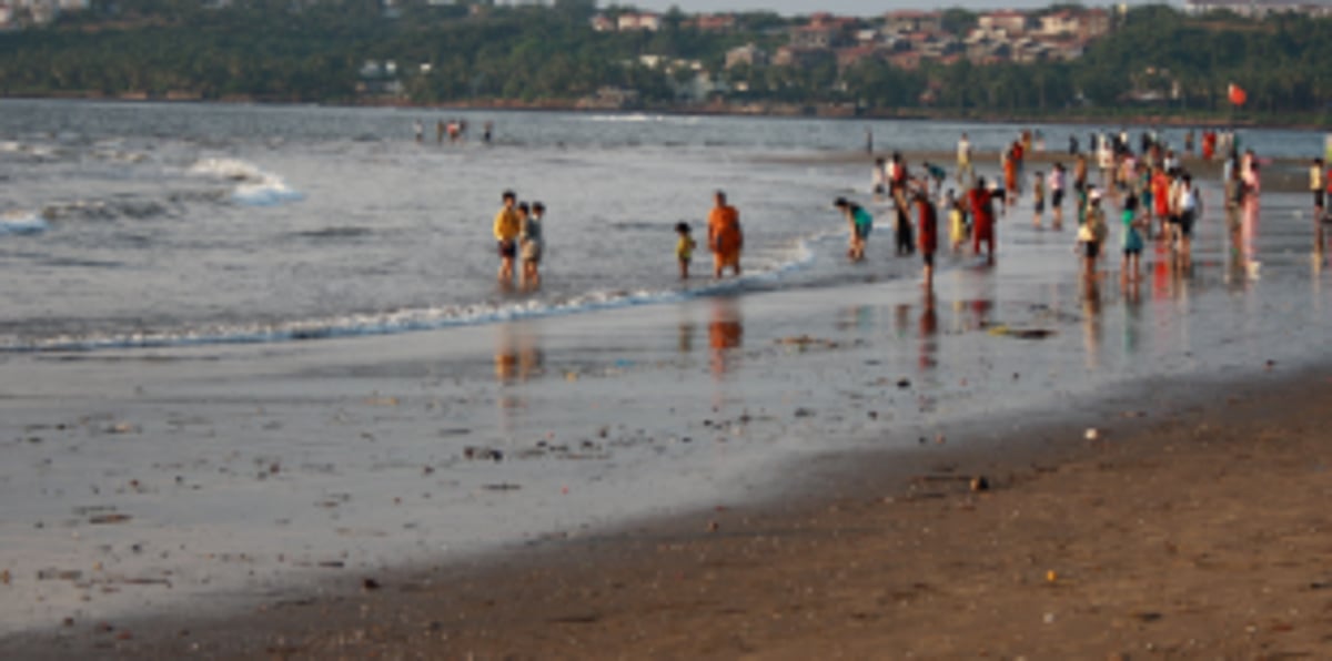 Broken walkway at Miramar beach turn spoiler for Ganesh immersion