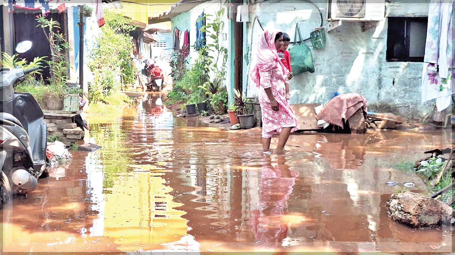 Burst Water Pipeline Floods Homes in Bhatlem, Residents Demand Compensation