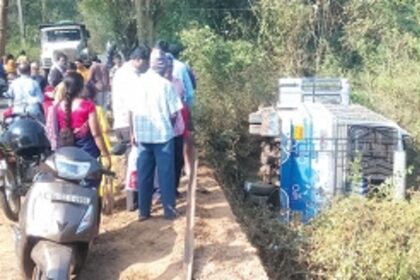 Bus veers off road, falls three metres down into roadside field, leaving 33 passengers injured