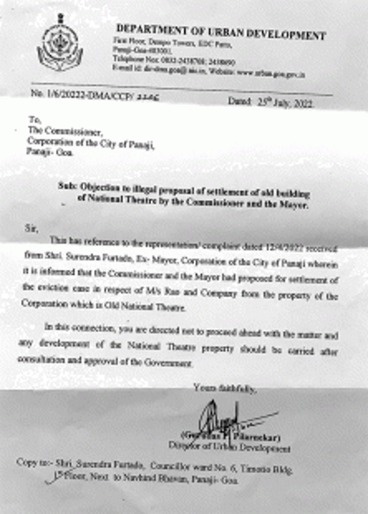 CCP Mayor, Commissioner get UD Dept  notice on National Theatre redevelopment