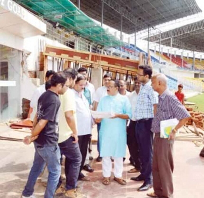 CM visits Nehru Stadium to  see extension work progress