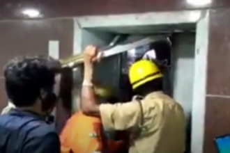 COVID patients get trapped  in elevator