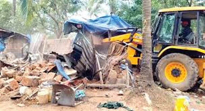 Calangute Panchayat razes illegal structures 1 Calangute Panchayat razes illegal structures