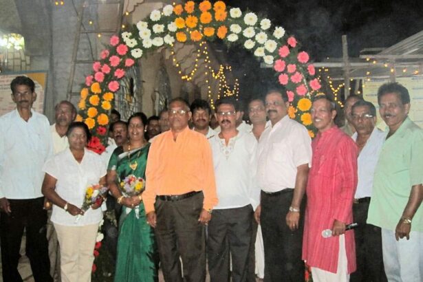 Calangute Sarpanch Alex Fernandes, former sarpanch Joseph Sequeira and others at the inaugural function of the Pradkshina access to Shree Shantadurga Temple, Calangute.