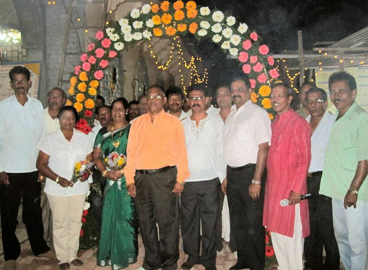Calangute Sarpanch Alex Fernandes, former sarpanch Joseph Sequeira and others at the inaugural function of the Pradkshina access to Shree Shantadurga Temple, Calangute.