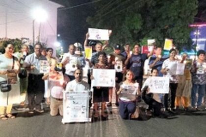 Candlelight night vigil held at Nagoa to create awareness about road safety