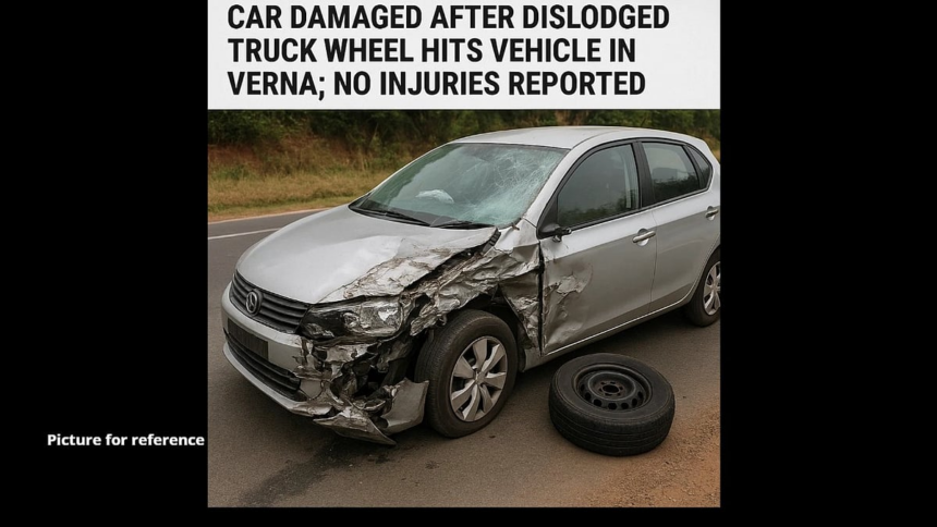 Car Damaged After Dislodged Truck Wheel Hits Vehicle in Verna; No Injuries Reported 1 Car Damaged After Dislodged Truck Wheel Hits Vehicle in Verna; No Injuries Reported