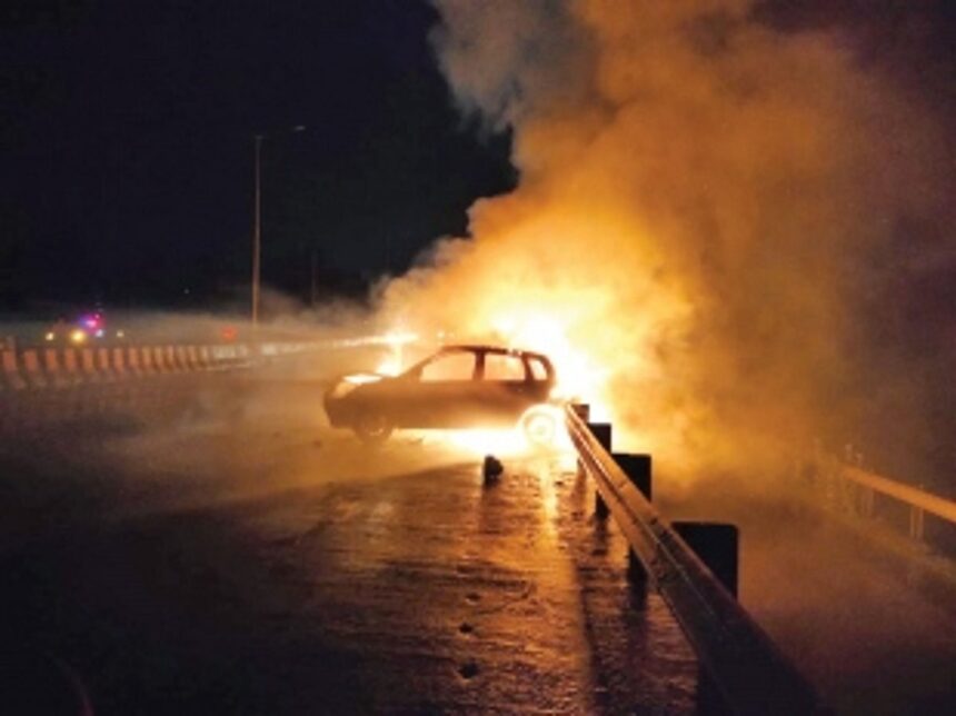 Car catches fire on NH 66 at Mapusa