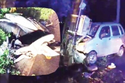 Car driver, scooterist seriously injured in head-on  collision at Marna-Siolim