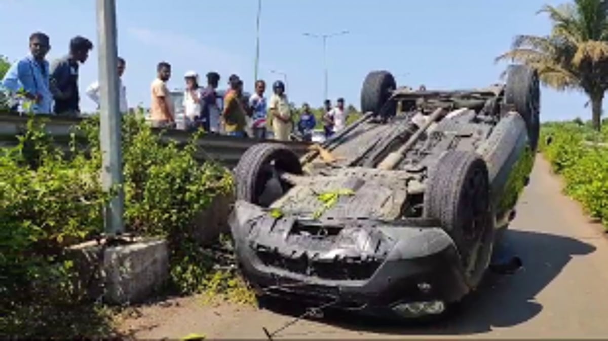 Car loses control and turtles at Bastora highway; No casualties reported