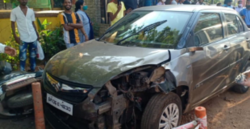 Car rams into   parked bikes
