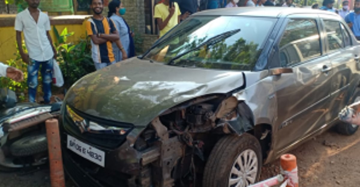 Car rams into   parked bikes