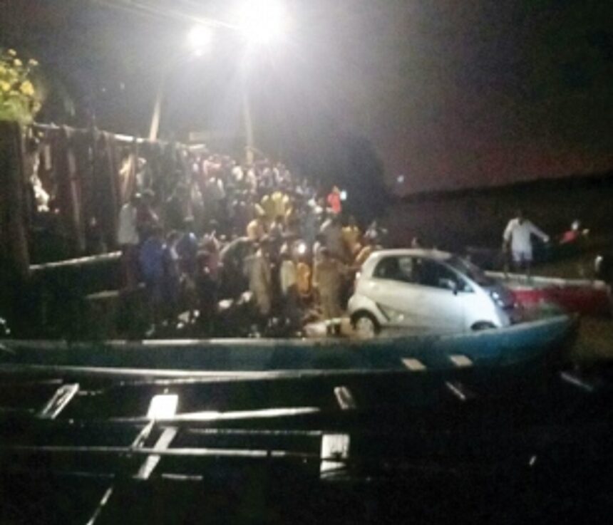 Car submerged at Marcaim ferry wharf