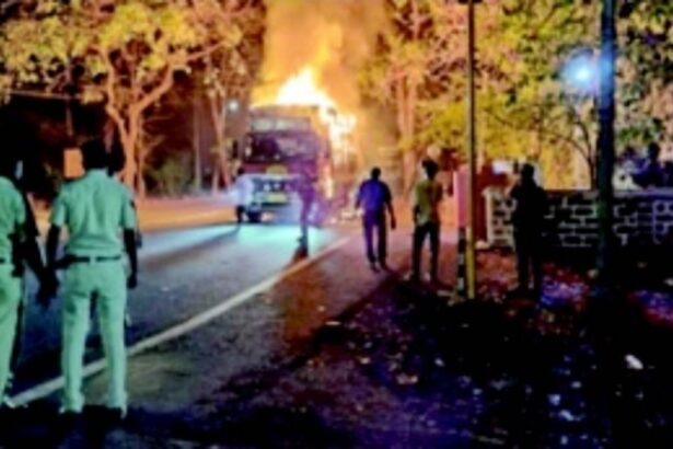 Cargo truck engulfed in flames near Goa Forest Dept gate at Mollem; Rs 5 lakh loss estimated