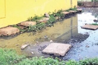 Cesspool outside Sulabh toilet  at Margao SGPDA market