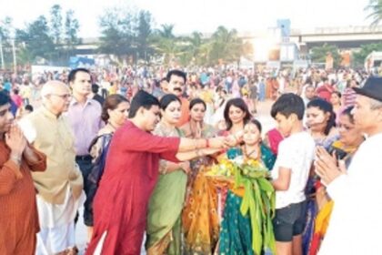 Chhath Puja held at Baina Beach
