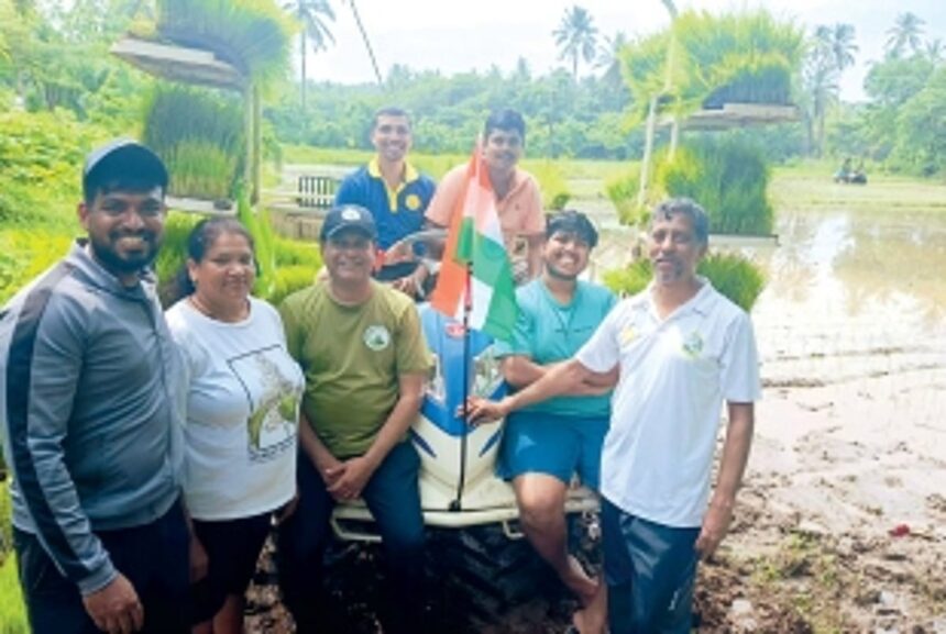 Chicalim youth revive agriculture in village;  transplant paddy seedlings on I-Day