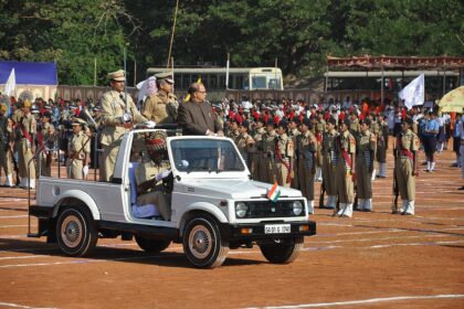 Chief Minister Digambar Kamat inspects the guard of honour on the occasion of Goa Liberation Day, at Parade Grounds, Campal-Panjim.