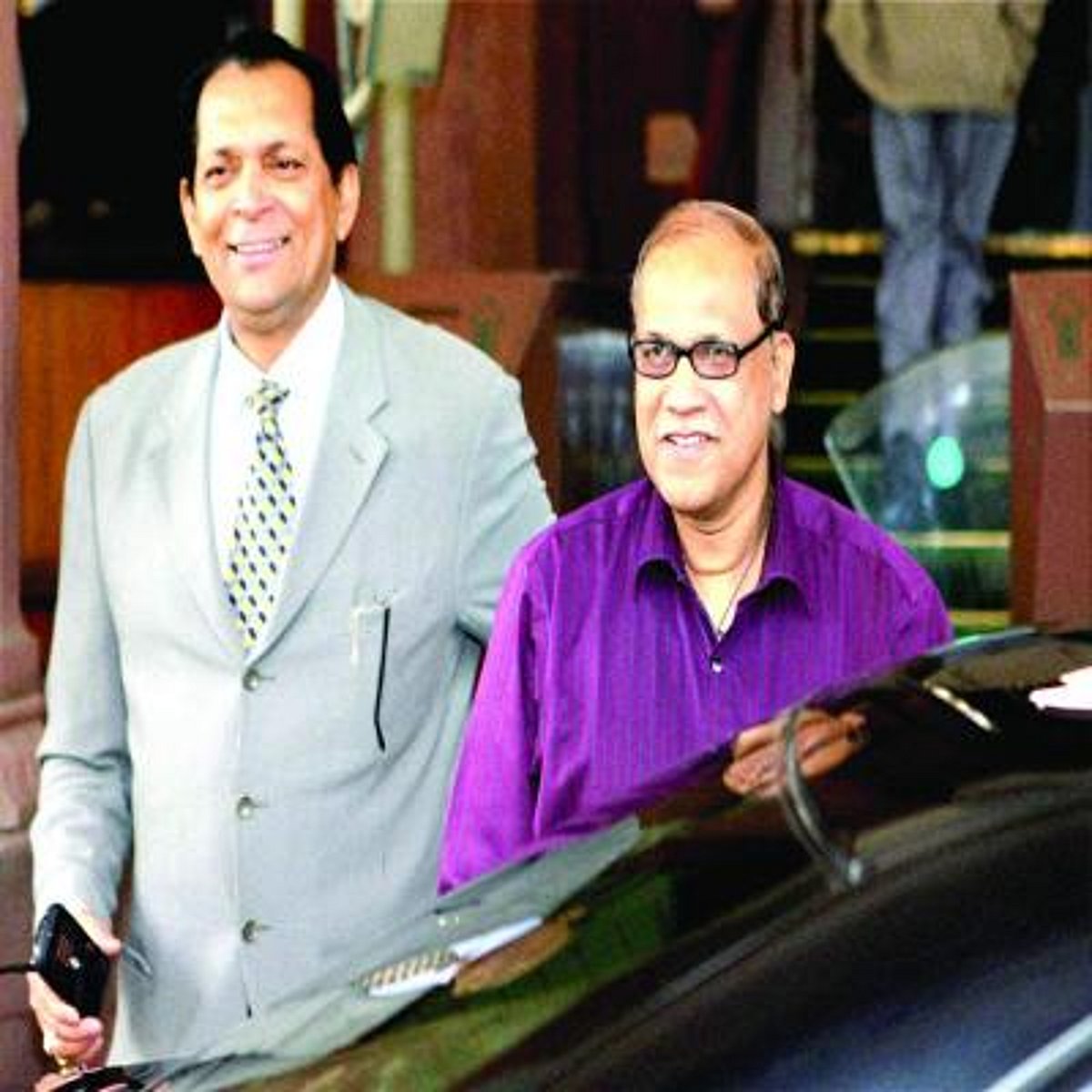 Chief Minister Digambar Kamat with Congress MP Francisco Sardinha at Parliament House in New Delhi on Thursday during the ongoing Budget session.