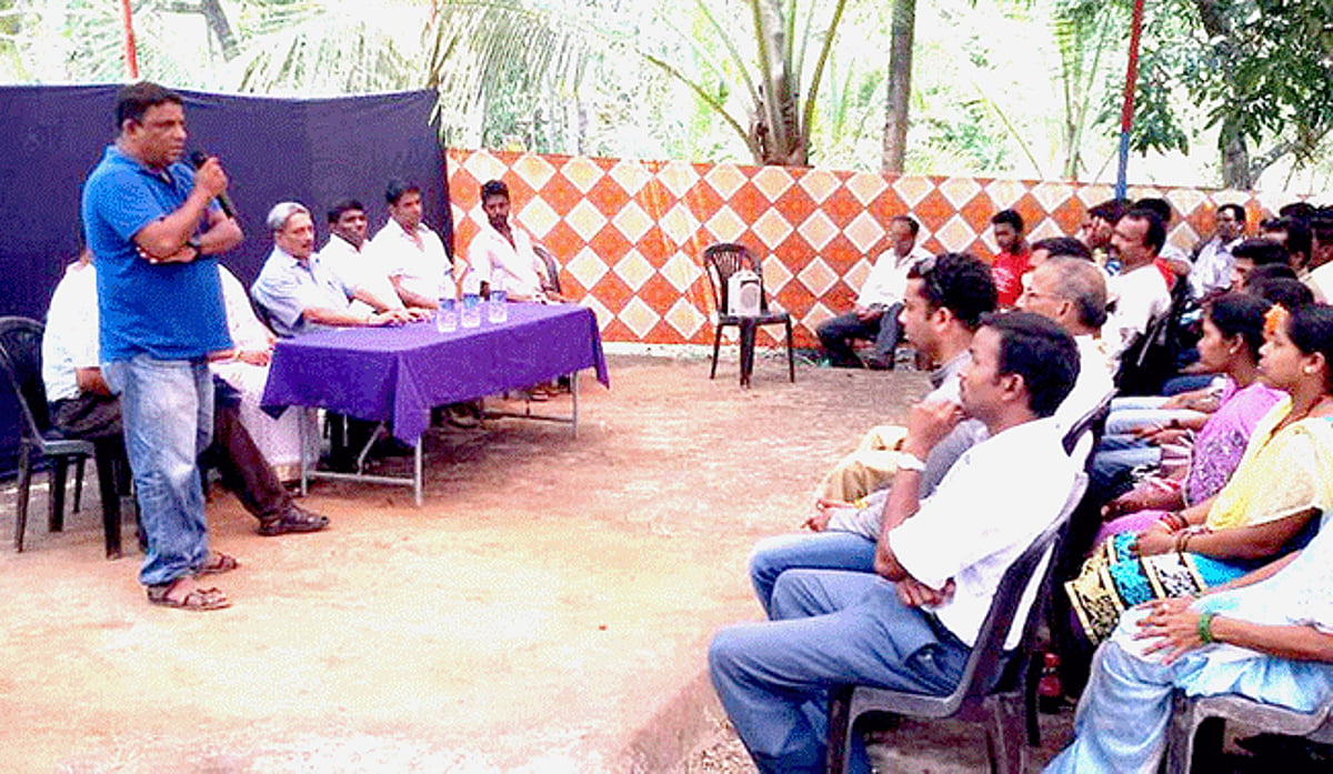Chief Minister Parrikar attends a corner meeting in Agonda-Canacona on Tuesday.