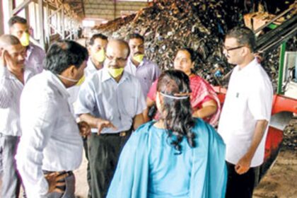 Chief Secretary B Vijayan at Sonsodo seeking information on the waste treatment plant.