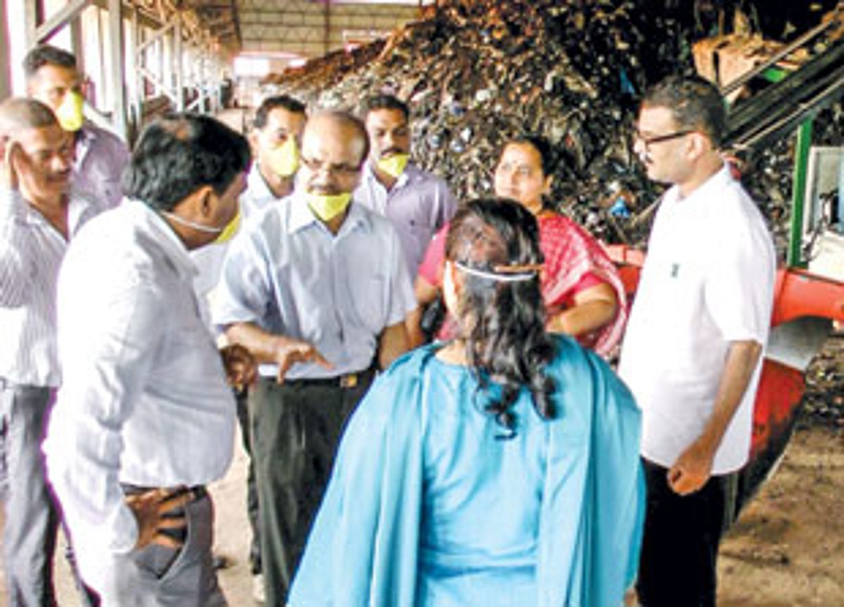 Chief Secretary B Vijayan at Sonsodo seeking information on the waste treatment plant.