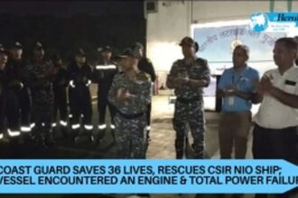 Coast Guard saves 36 lives, rescues CSIR-NIO ship; Vessel encountered an engine & total power failure