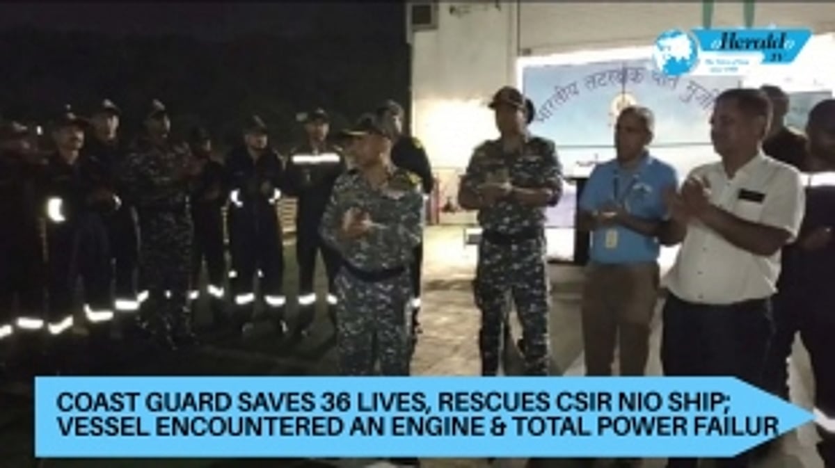 Coast Guard saves 36 lives, rescues CSIR-NIO ship; Vessel encountered an engine & total power failure