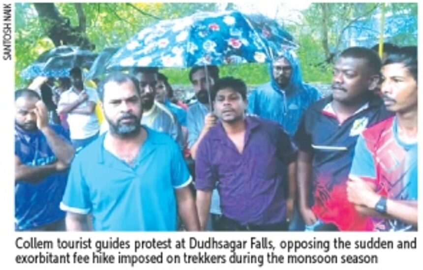 Collem tourist guides oppose steep fee hike imposed on trekkers visiting Dudhsagar Falls 1 Collem tourist guides oppose steep fee hike imposed on trekkers visiting Dudhsagar Falls
